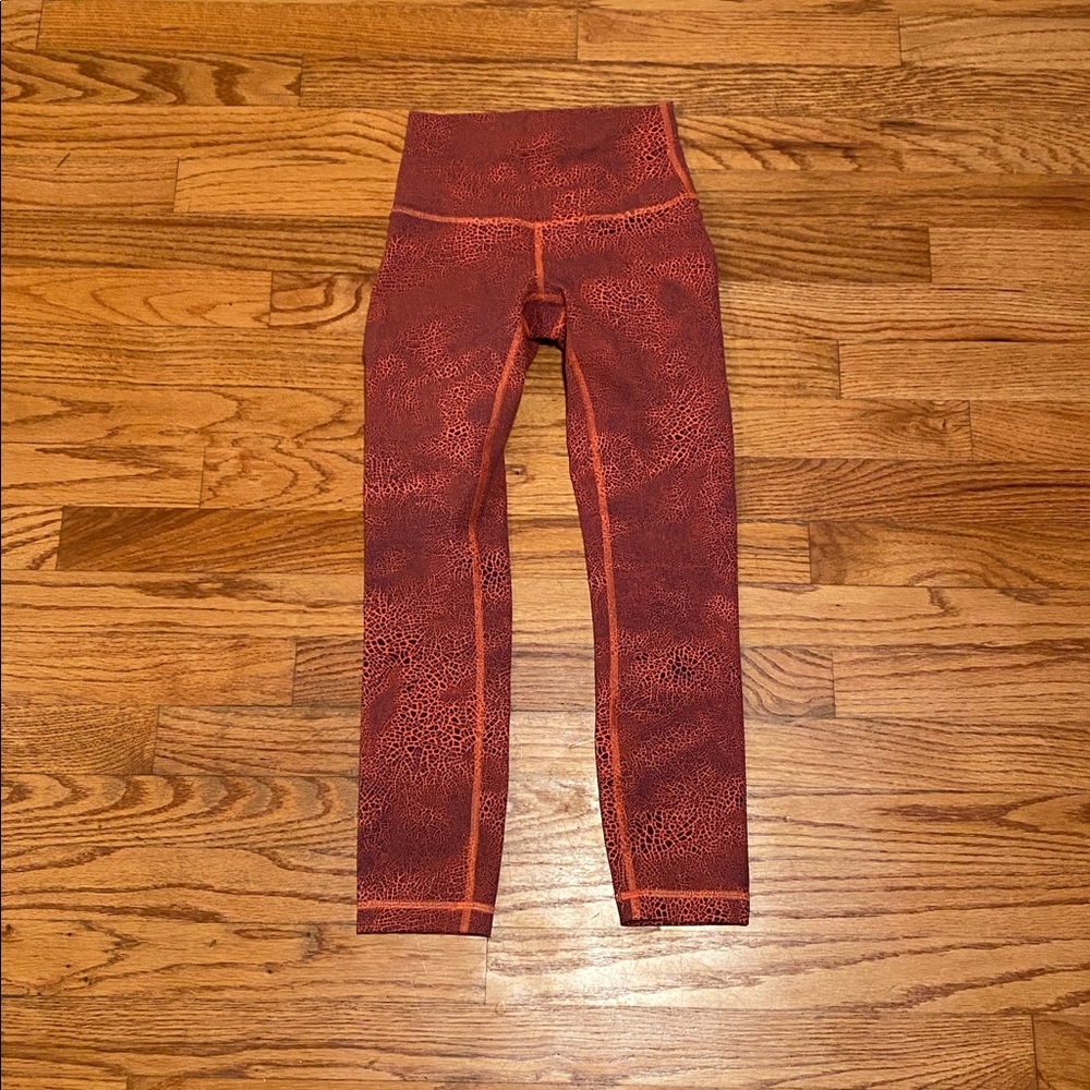 Lululemon Wunder Train High-Rise Crop 23" Crackle Glaze Vintage Orange Larkspur